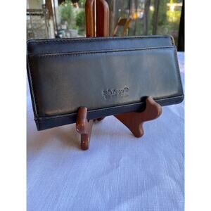 Safe Keeper Folding Wallet RFID Block black leather snap multi pocket slots EUC